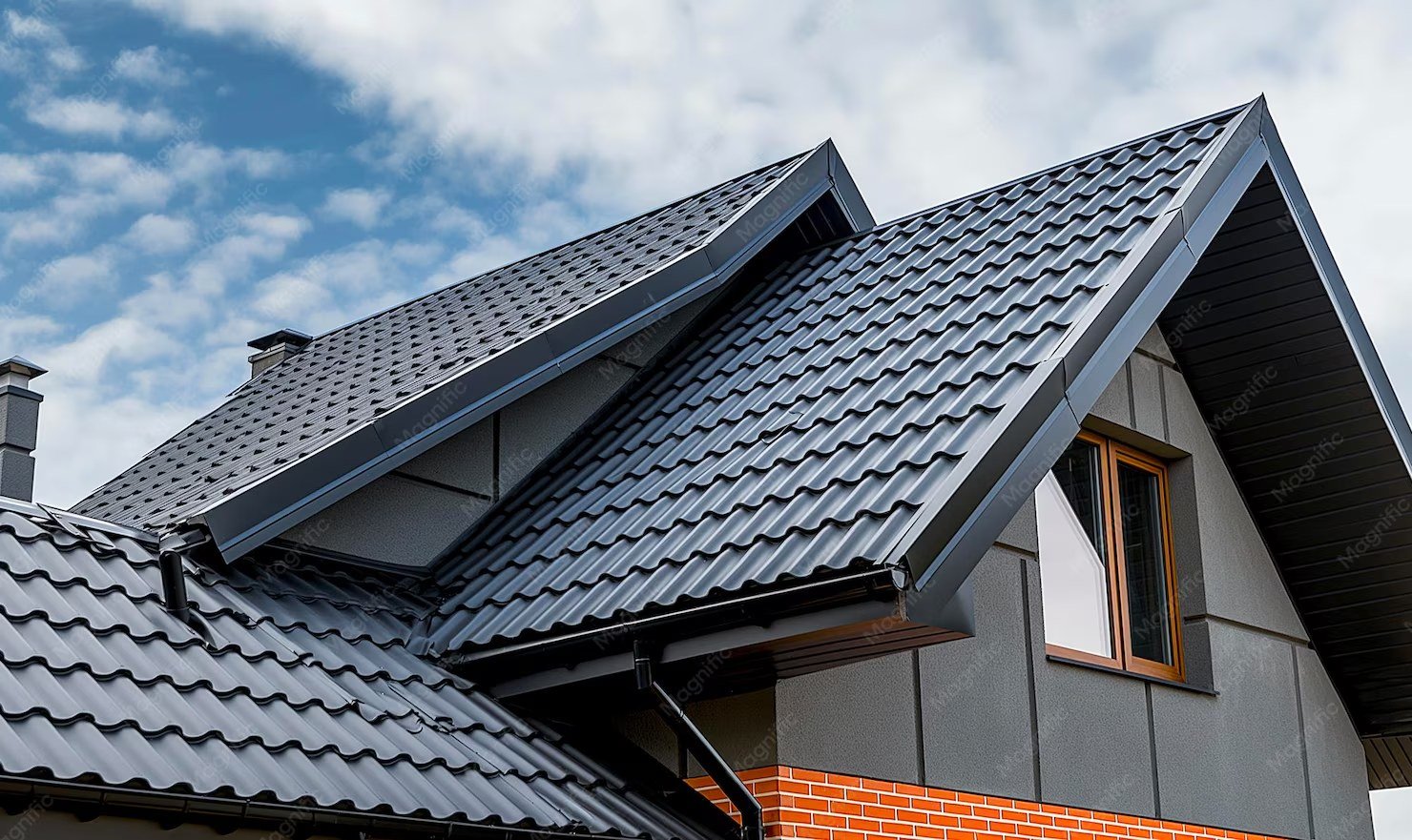 Finished black shingle roof