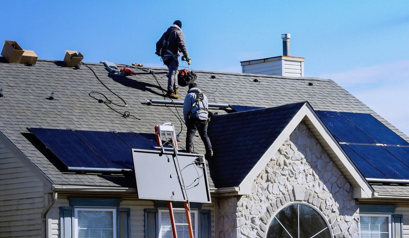 Roof with solar panels