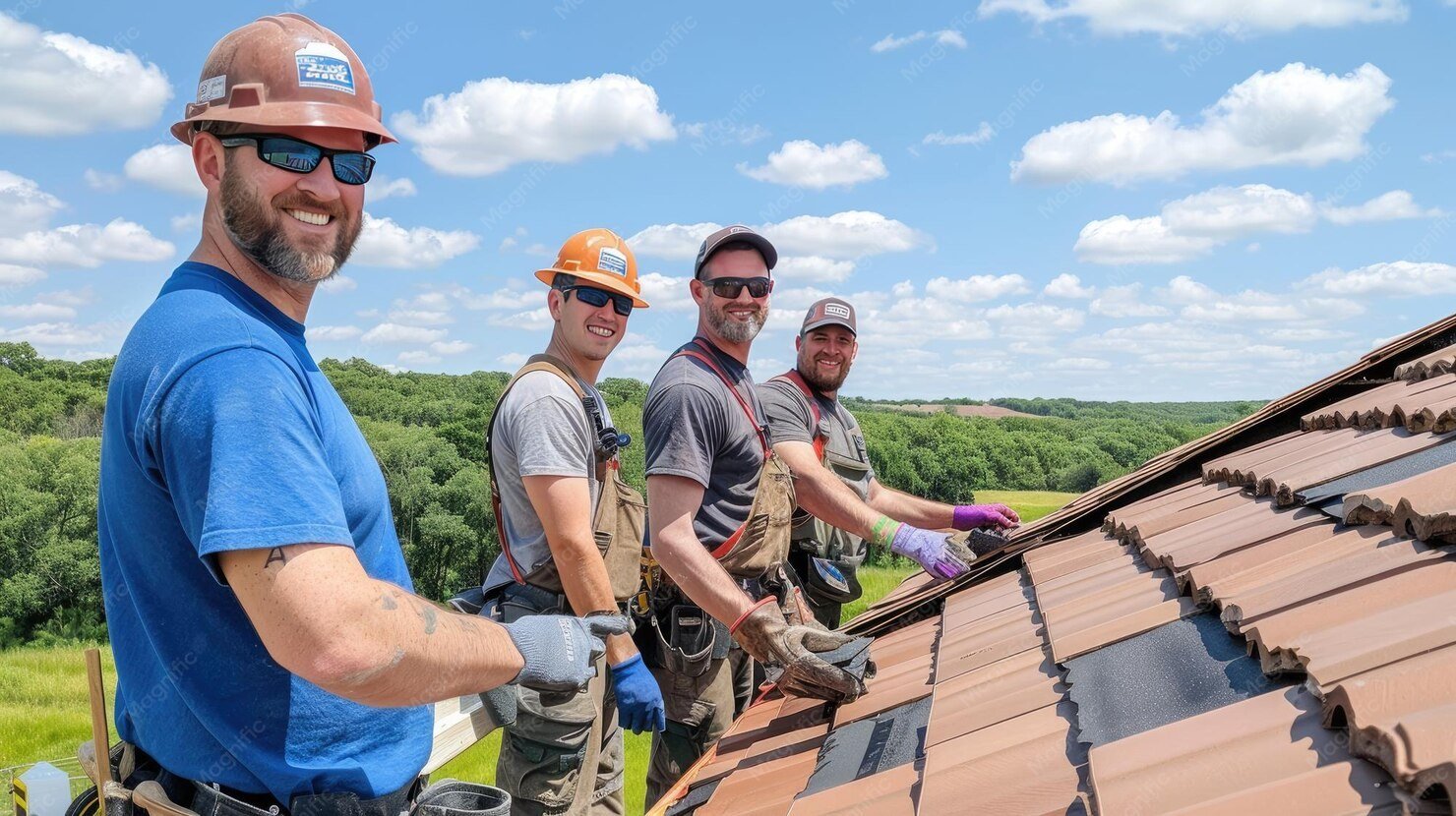 The Summit Roofing team on a completed roof
